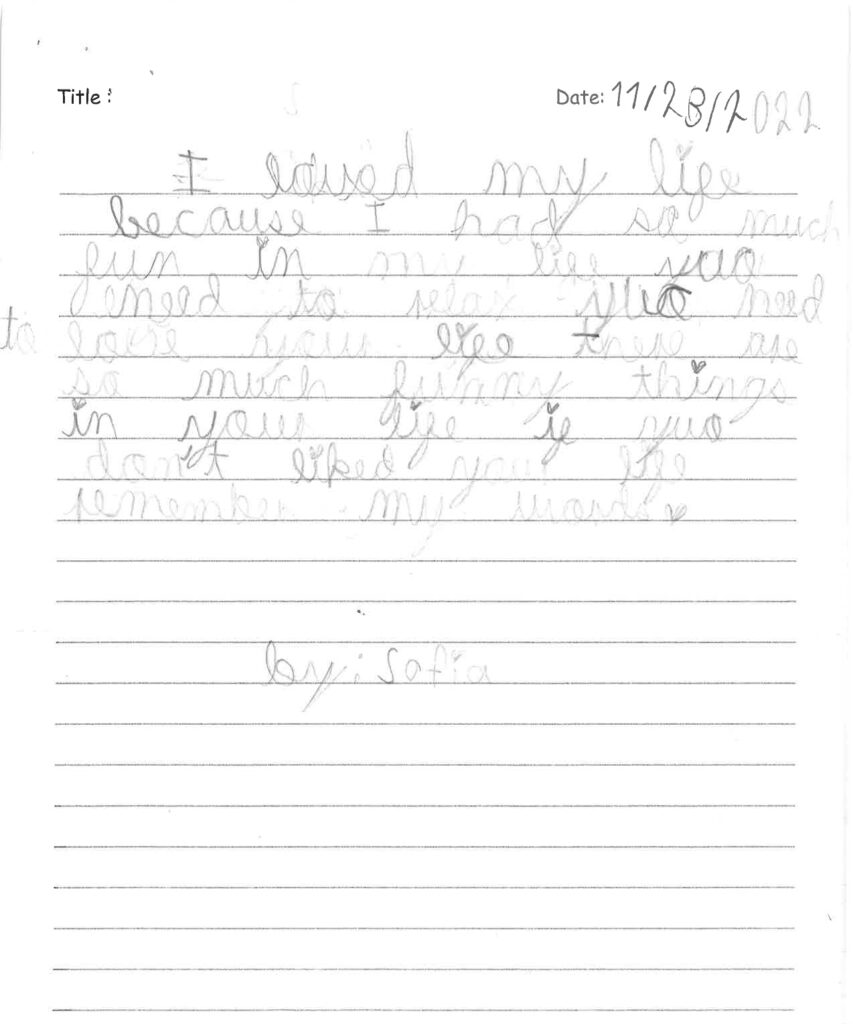 Alexa Sofia, age 7, Ontario